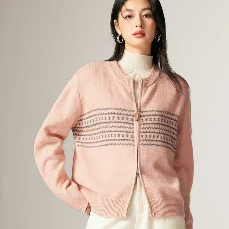 Cardigan femme avec fermeture éclair élégante et motif graphique Chic & Stil