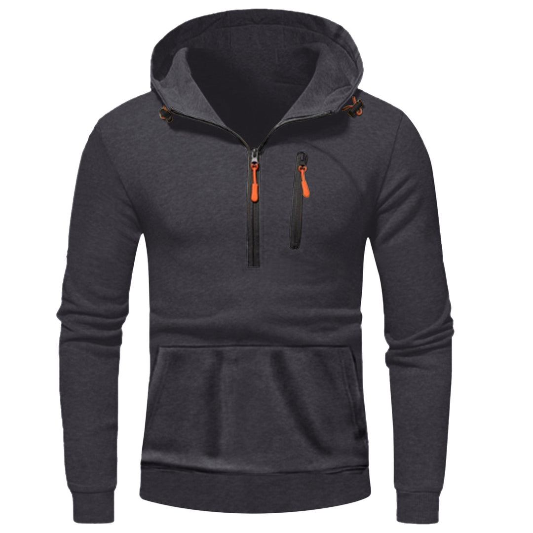 Modern men's hoodie with innovative half-zip closure Lune London