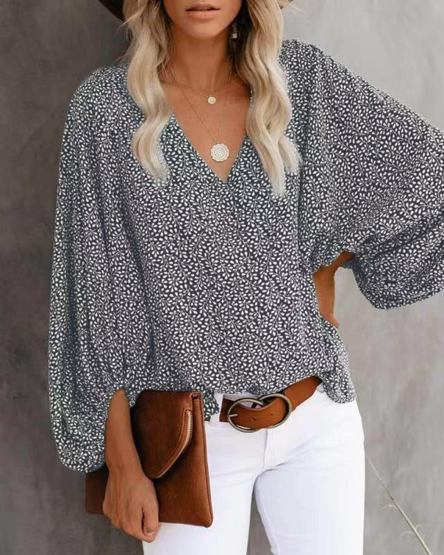 Blouse woman with wide sleeves and a floral pattern Lune London