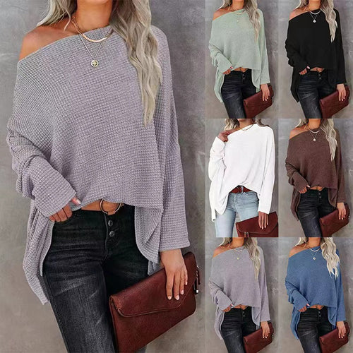 Cozy waffle sweater for women with a loose fit Amarae