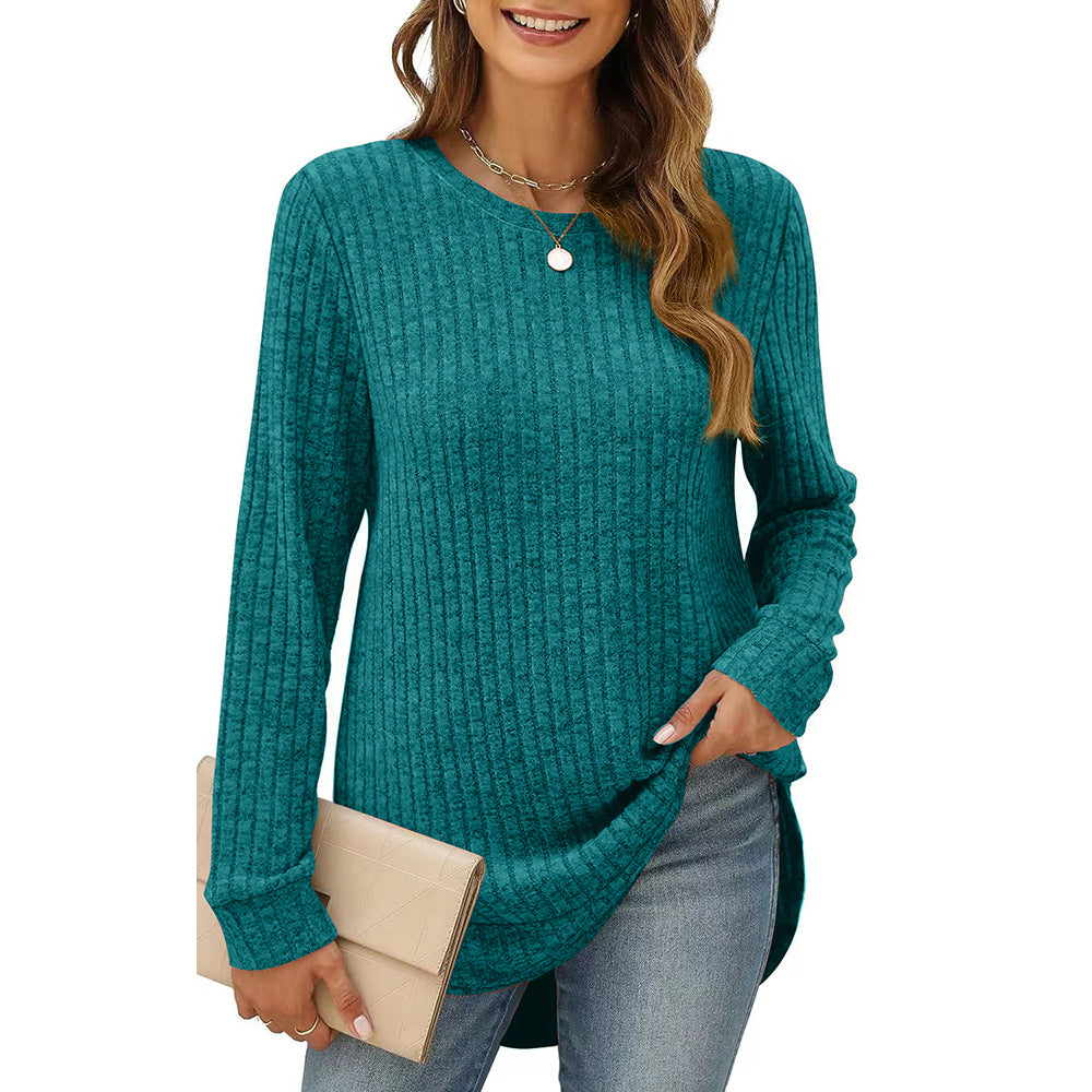 Amarae Women's Casual Long Sleeve Structured Knit T-Shirt