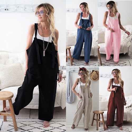 Ladies Casual Wide Leg Jumpsuit with Practical Pockets Amarae