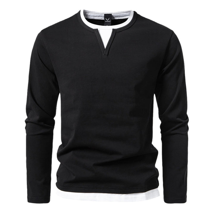 Men's long sleeve shirt with a modern V-neck and trendy overlay details Lune London
