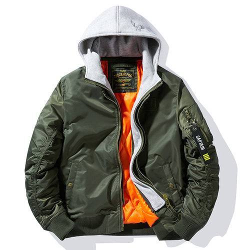 Casual bomber jacket for men with removable hood and inner lining Amarae