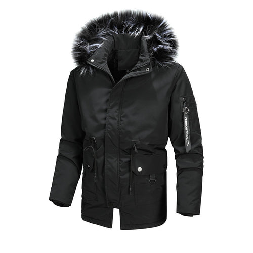 Men's warm winter coat with removable faux fur collar Amarae
