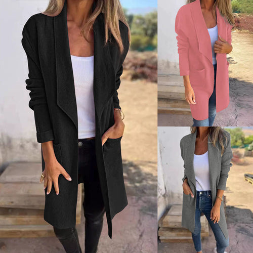 Elegant transitional jacket for women with a practical notched collar and large pockets Amarae