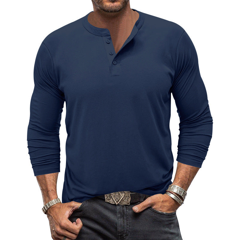 Men's Long Sleeve T-Shirt with Button Placket Amarae