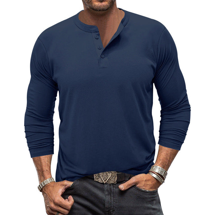 Men's Long Sleeve T-Shirt with Button Placket Amarae