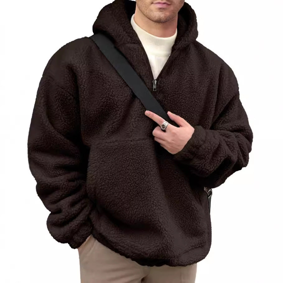 Cozy fleece pullover for men with half zip Lune London