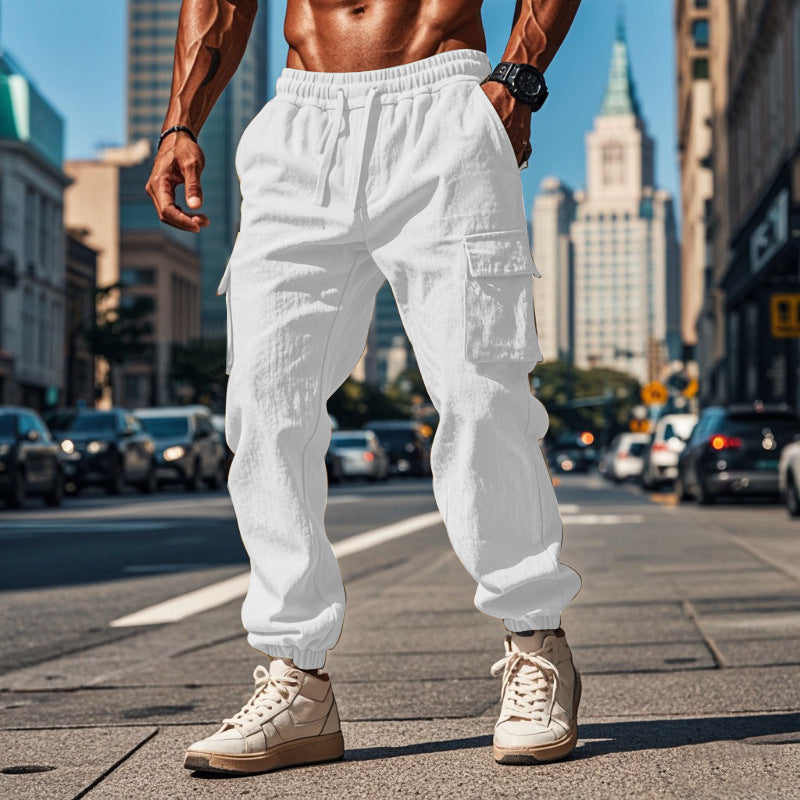Men's cargo pants with elastic waist and practical side pockets Lune London