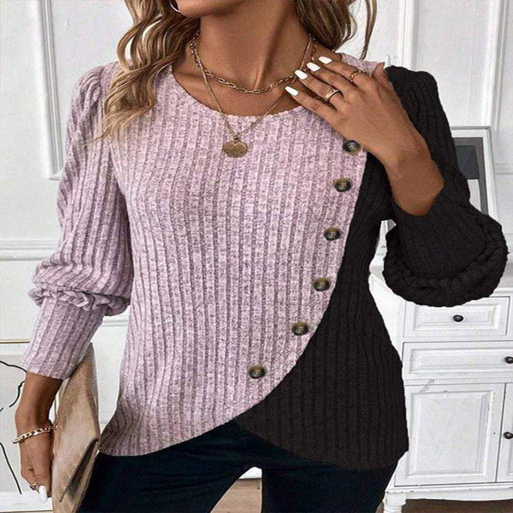 Sweater pour femme à coupe asymétrique et détails de boutons Chic & Stil
