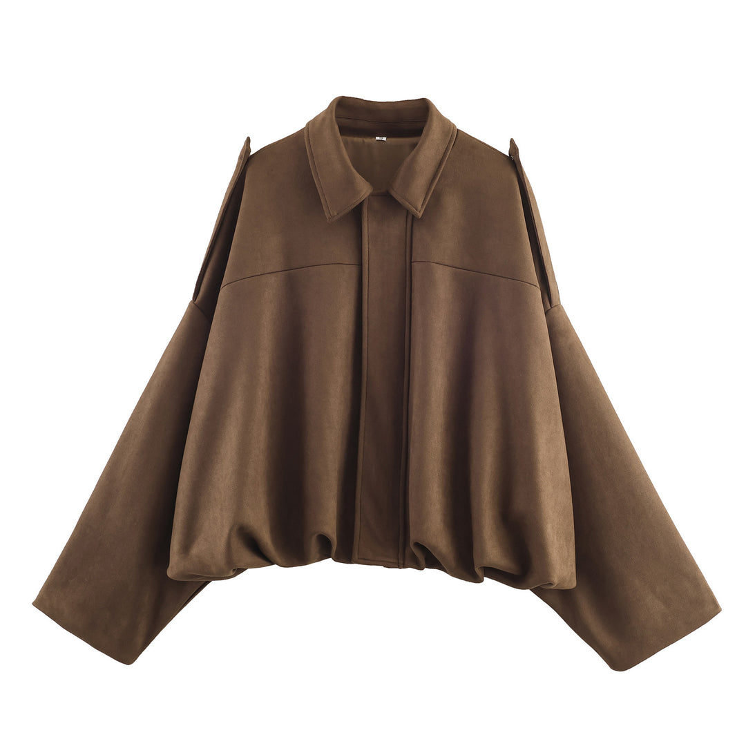 Casual cropped bomber jacket for women with a modern high collar and elegant shoulder details Lune London