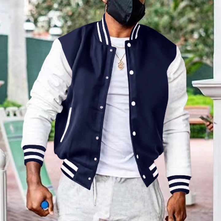 Men's Varsity Jacket with Contrast Sleeves and Side Pockets Lune London