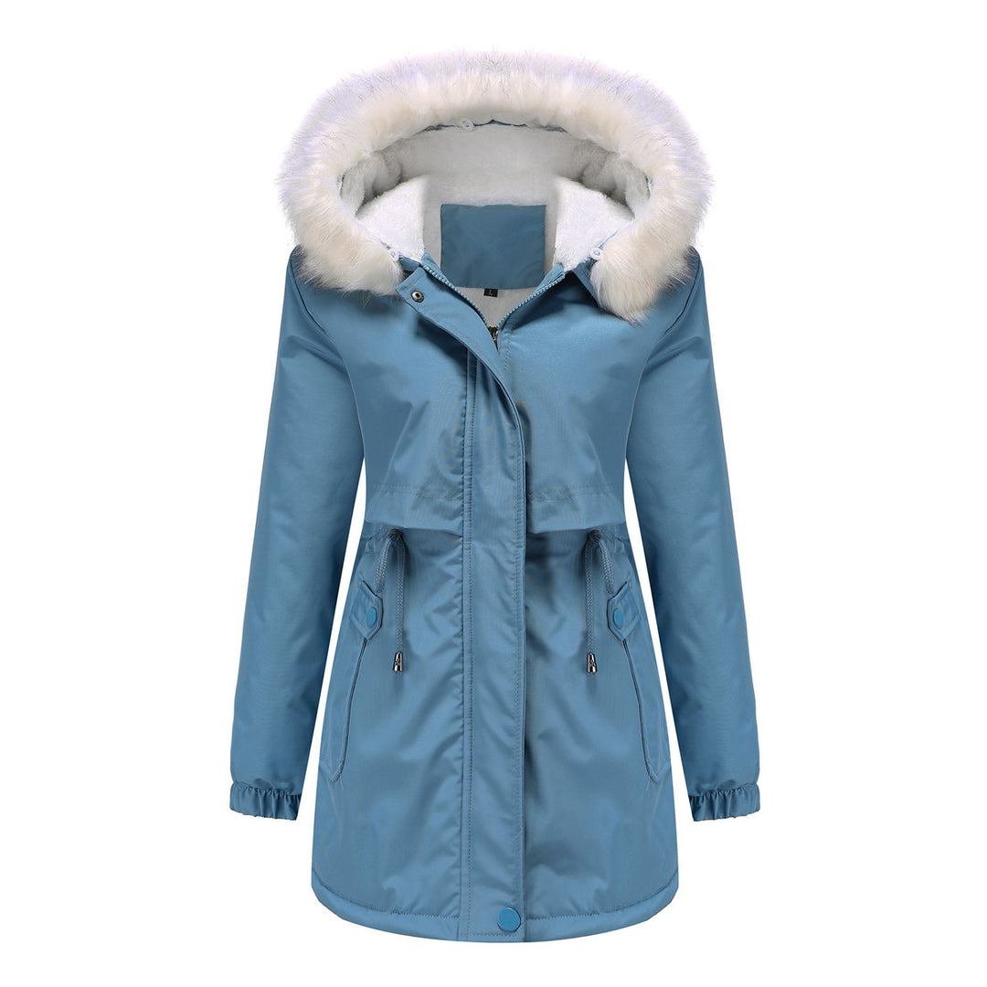 Fashionable winter coat for women with removable fur collar Lune London