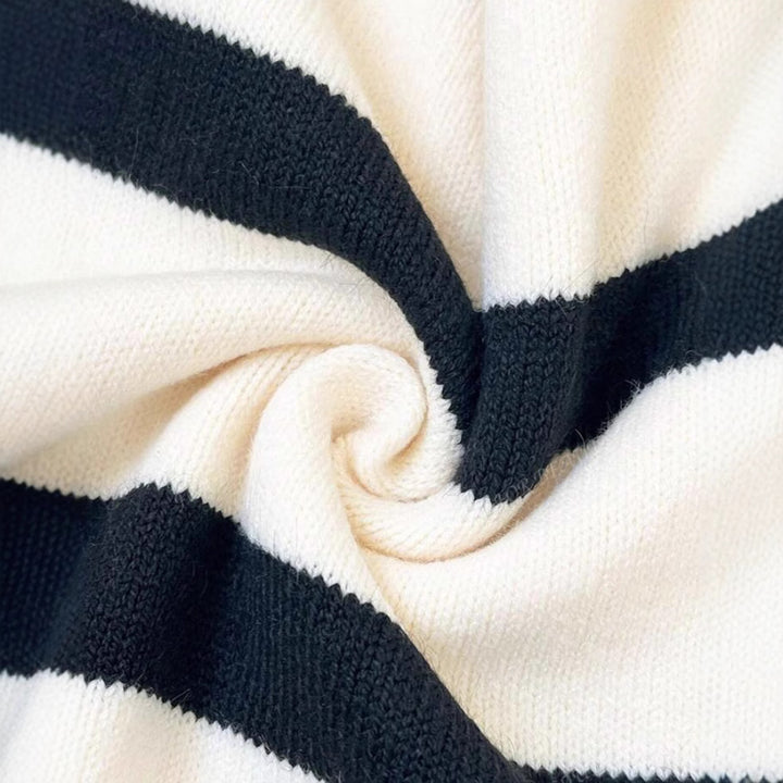 Women Short striped short sleeve sweater with polo collar Lune London