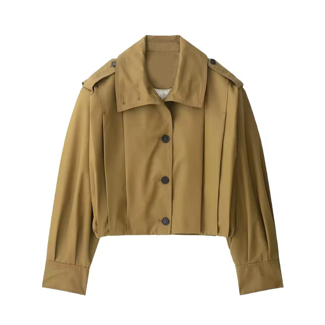Women's short trench-style jacket with box pleats and boxy silhouette Amarae