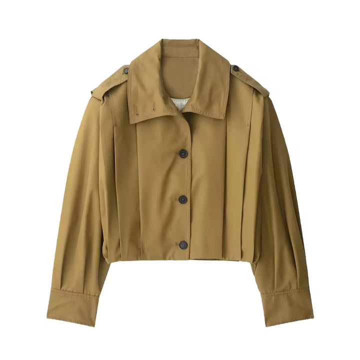 Women's short trench-style jacket with box pleats and boxy silhouette Amarae