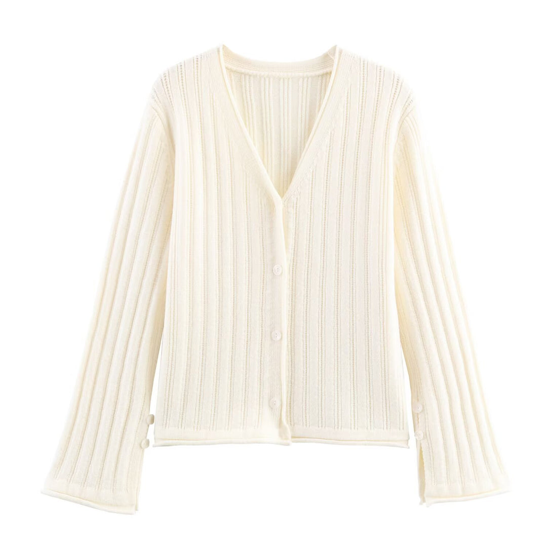 Knit jacket for women with a ribbed structure and elegant button details Lune London