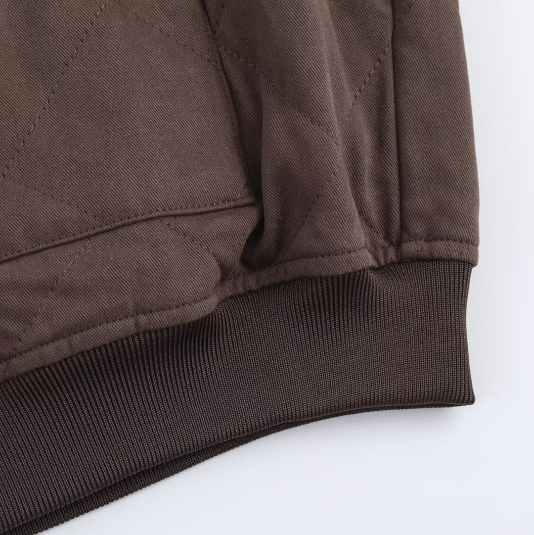 Women Oversized Quilted Blouson with Raglan Sleeves and Patch Pockets Amarae