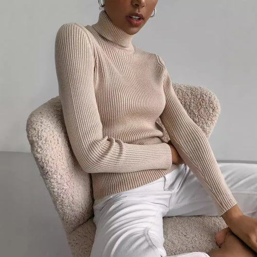 Turtleneck pullover for ladies with a ribbed design and a relaxed fit Amarae
