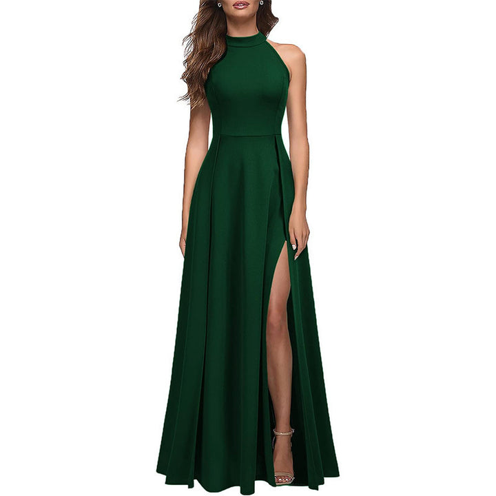 Ladies Elegant Maxi Dress with High Slit and Chic Sleeveless Design