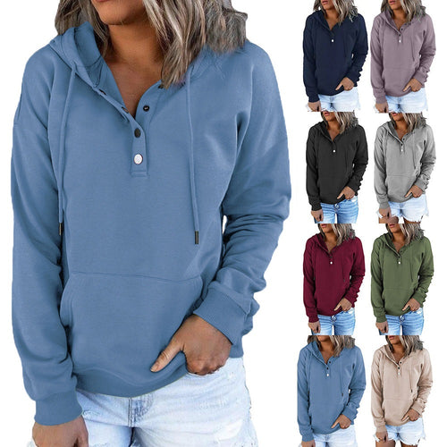 Women's hoodie with trendy button detail Amarae