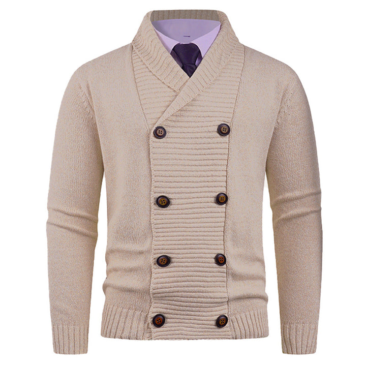 Men's knit jacket with modern shawl collar and practical button details Lune London