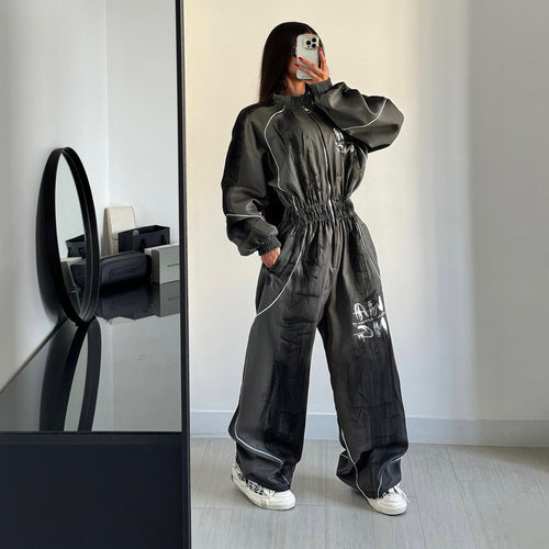 Women's sporty jumpsuit with wide legs and elastic waistband Amarae