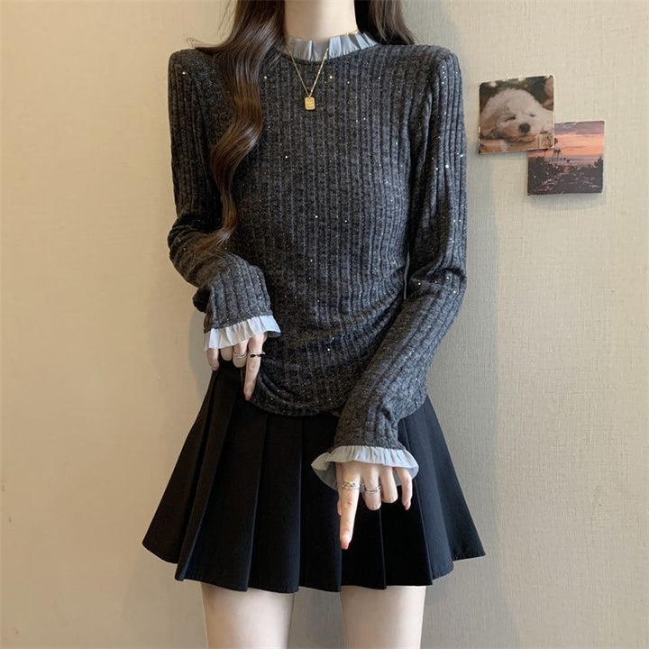 Pull fin tricot élégant pour femmes avec col décoratif Chic & Stil