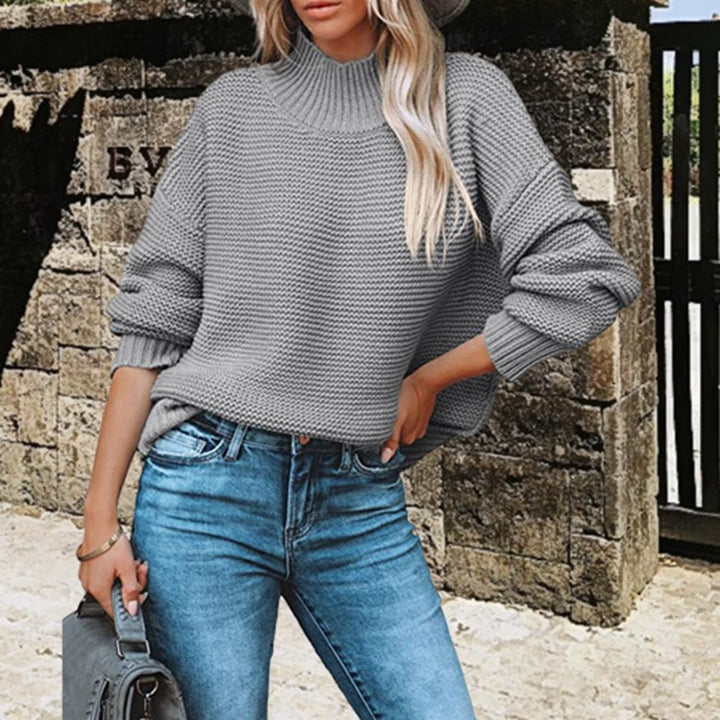 Pull en maille épaisse pour femmes avec col haut et coupe décontractée surdimensionnée Chic & Stil