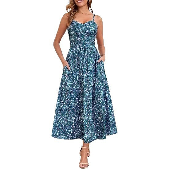 Robe maxi femme avec fines bretelles et poches latérales pratiques Chic & Stil
