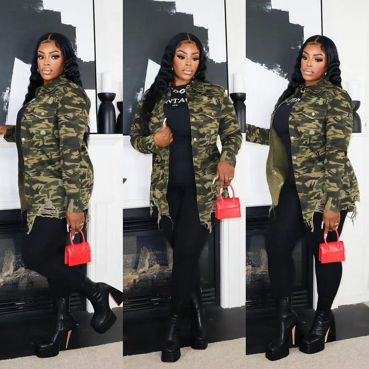 Ladies fashion camouflage-overshoot look Lune London