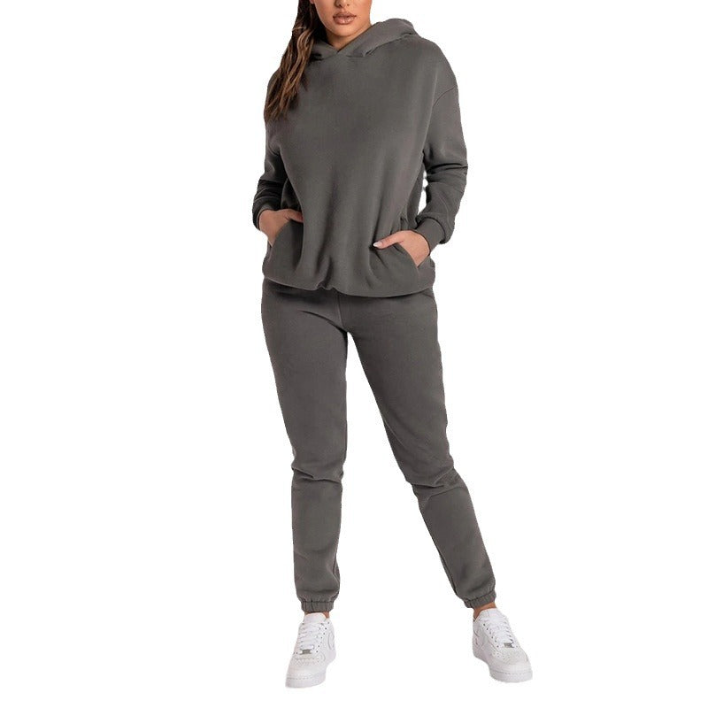 Ensemble de sweat à capuche décontracté pour femmes avec poches pratiques et taille élastique Chic & Stil
