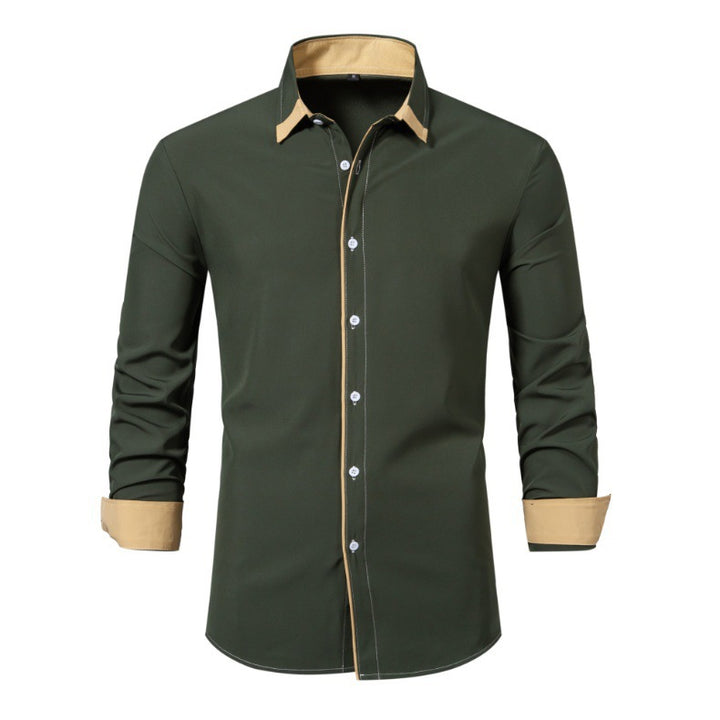 Men's long sleeve shirt with modern contrast collar and comfortable fit Lune London