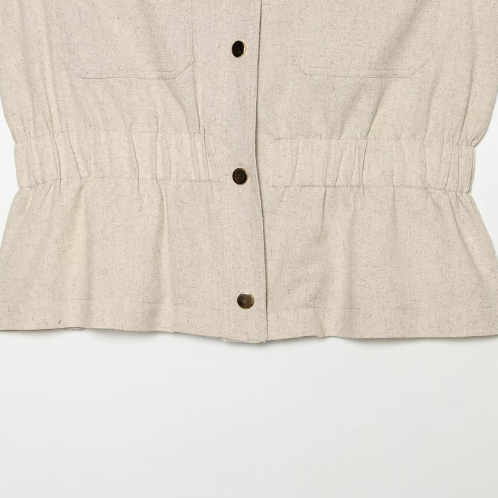 Women High-Waisted Linen Blend Pants with Slim Fit and Decorative Seams Amarae