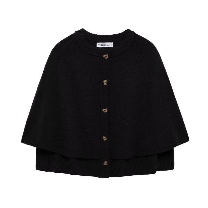 Ladies knit-cape with elegant row of buttons Lune London