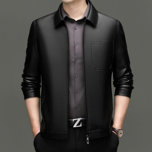 Men's faux leather jacket with modern cut and practical pockets Amarae