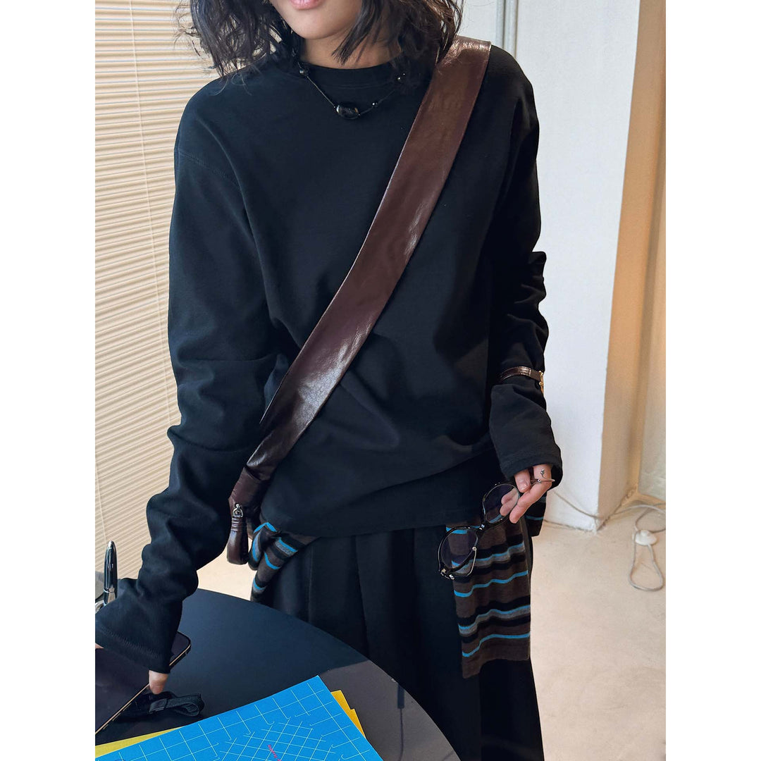 Women's Casual Boxy Sweatshirt made of heavy cotton jersey with clean round neck Amarae