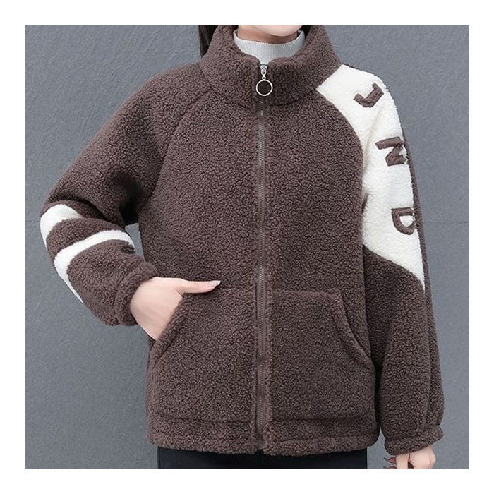 Women's fleece jacket with high collar and side pockets Chic & Stil