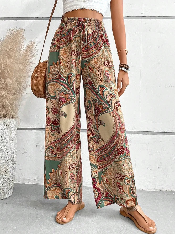 Wide pants for women with paisley pattern Lune London
