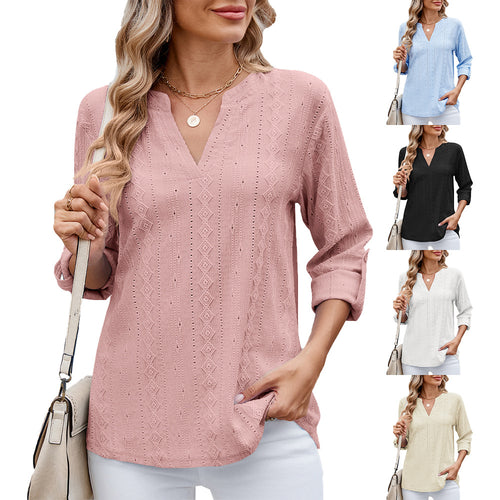Ladies Elegant and light blouse with V-neck Amarae