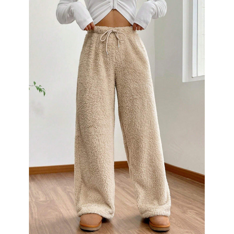 Ladies Relax Soft Pants with Tie Belt and Wide Legs Lune London