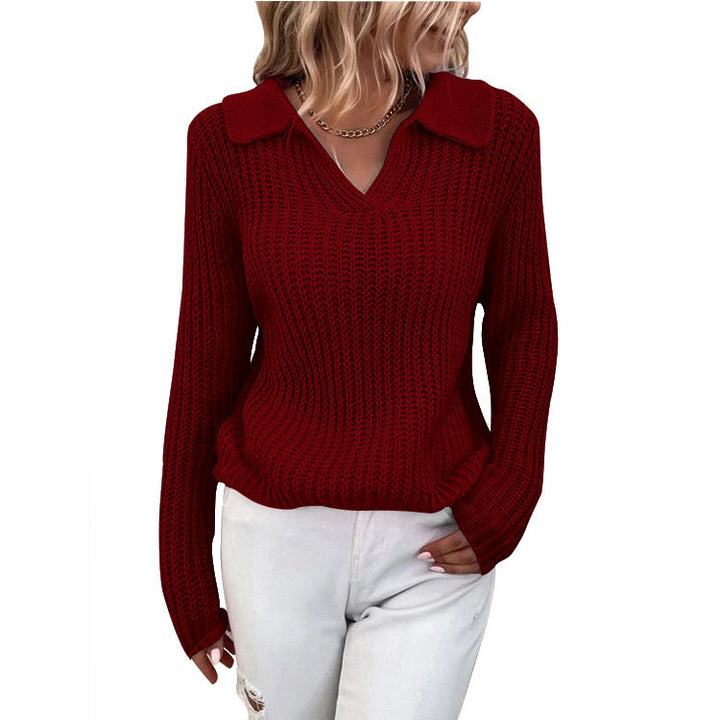 Knitted sweater for women with an elegant collar and a relaxed fit Lune London