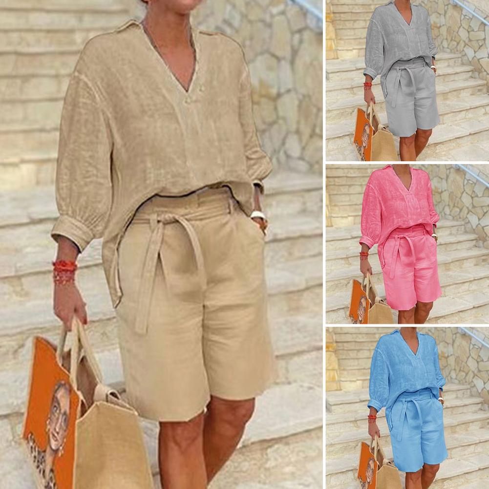 Tenue d'été décontractée pour femmes avec haut large et shorts Lune London