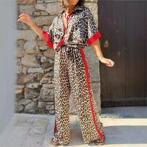 Ladies elegant leopard print with wide legs and relaxed fit Amarae