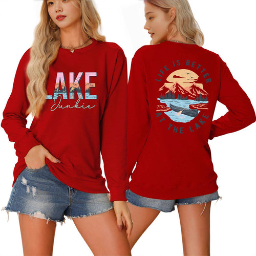 Chemise à manches longues pour femmes avec motif lac créatif et coupe décontractée Chic & Stil
