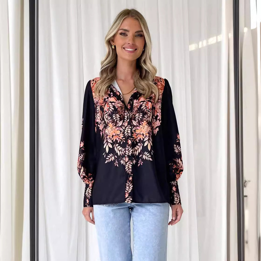 Chic and Stylish Floral Design Women's Blouse