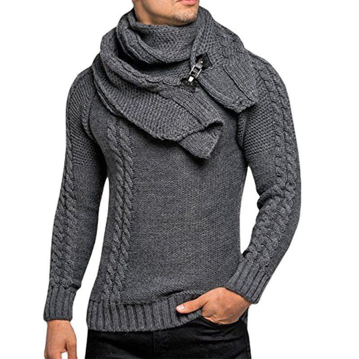 Knitted pullover for men with integrated scarf Lune London