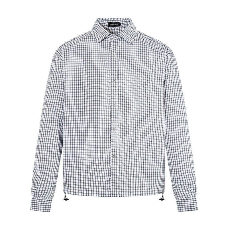 Men's checked shirt with full button placket, adjustable hem, and Kent collar Amarae