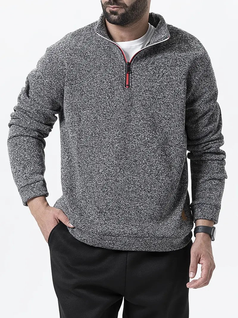 Men's fleece pullover with half zipper Lune London